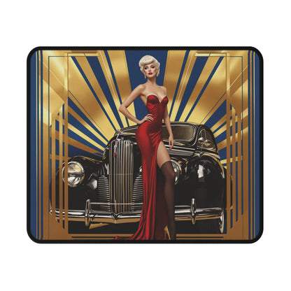 Close-up view of the Vintage-Themed Non-Slip Gaming Mouse Pad with a detailed London scene, perfect for gaming or work.