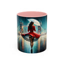 Glamorous Cityscape Coffee Mug in use at an office desk, adding elegance to your coffee experience.