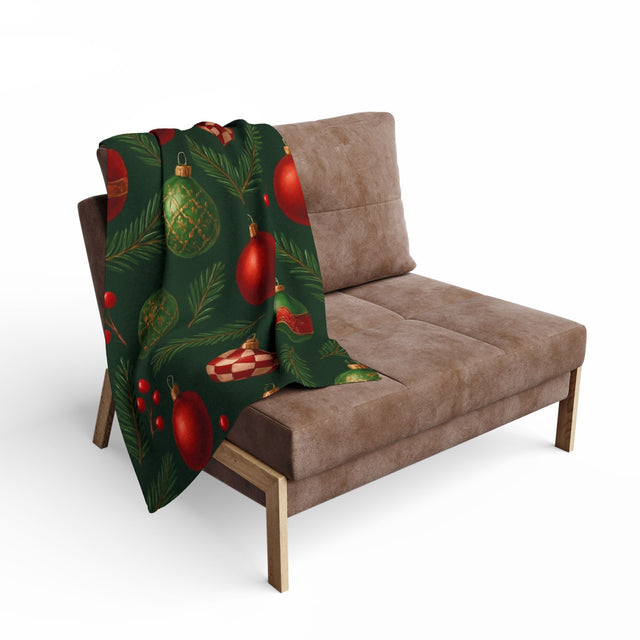 Cozy Arctic Fleece Blanket draped over a couch, showcasing its vibrant color and soft texture.