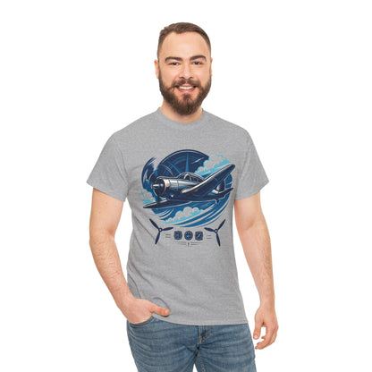 Vintage Propeller Plane T-Shirt with a vintage airplane graphic, showcasing comfort and style.
