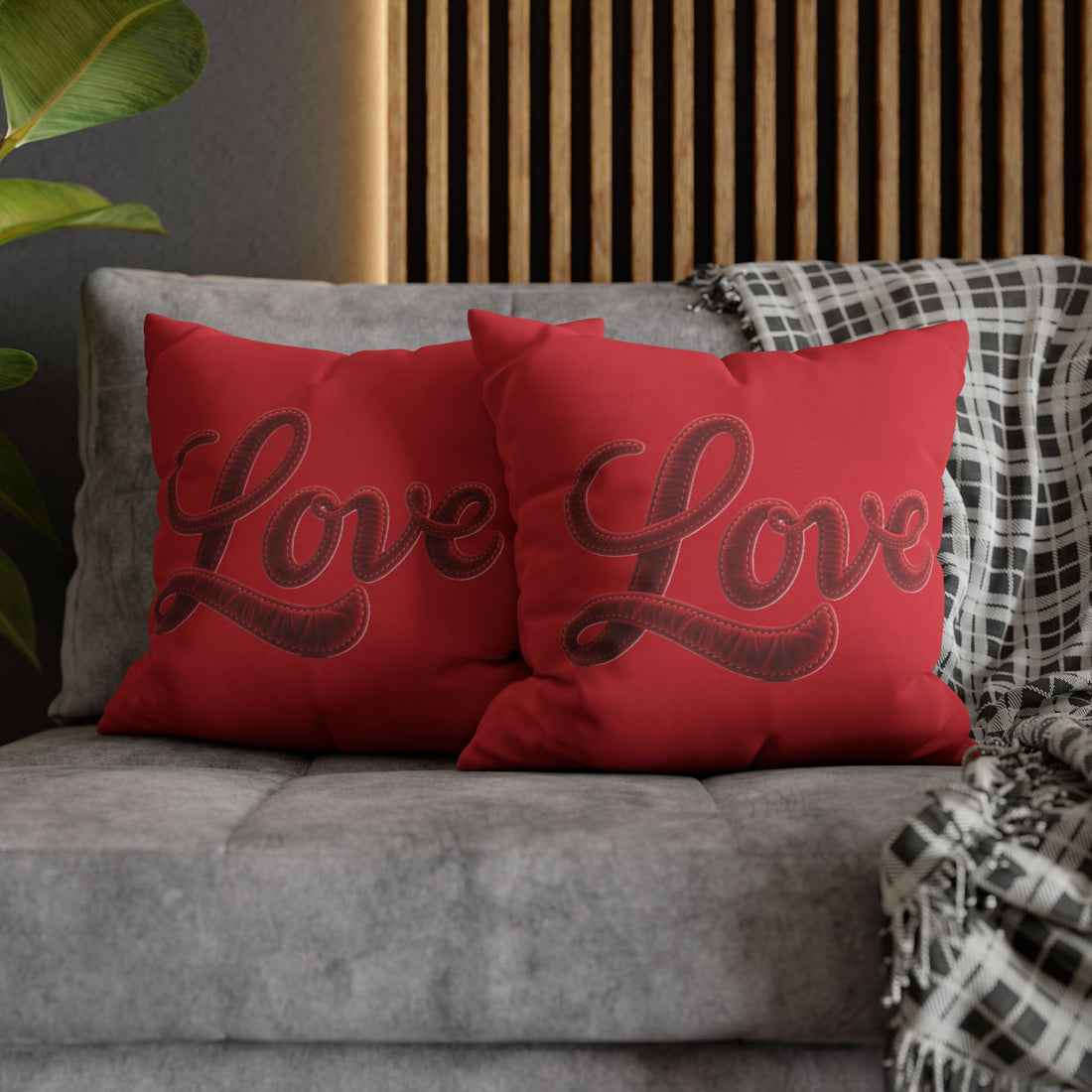 Love Script Pillowcase — Red Decorative Throw Pillow Cover
