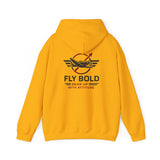 Fly Bold Hoodie’s minimalist design, ideal for casual aviation events.