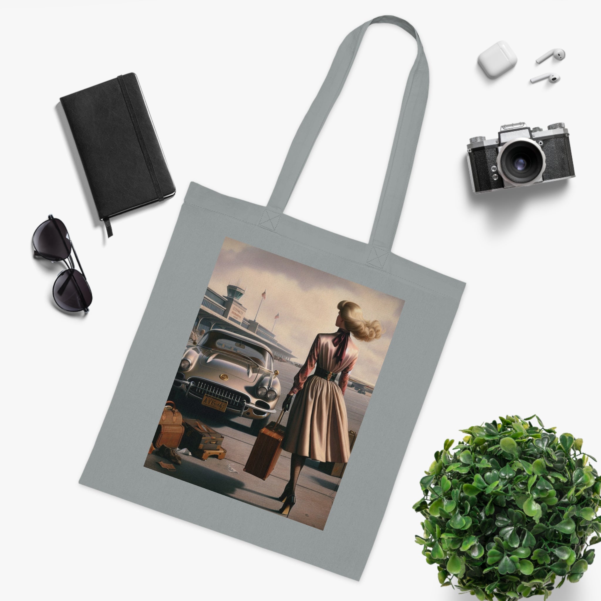 Different styles of the Vintage Travel Cotton Tote Bag for versatile looks.