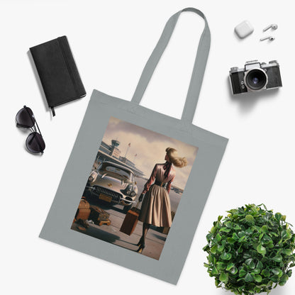 Different styles of the Vintage Travel Cotton Tote Bag for versatile looks.