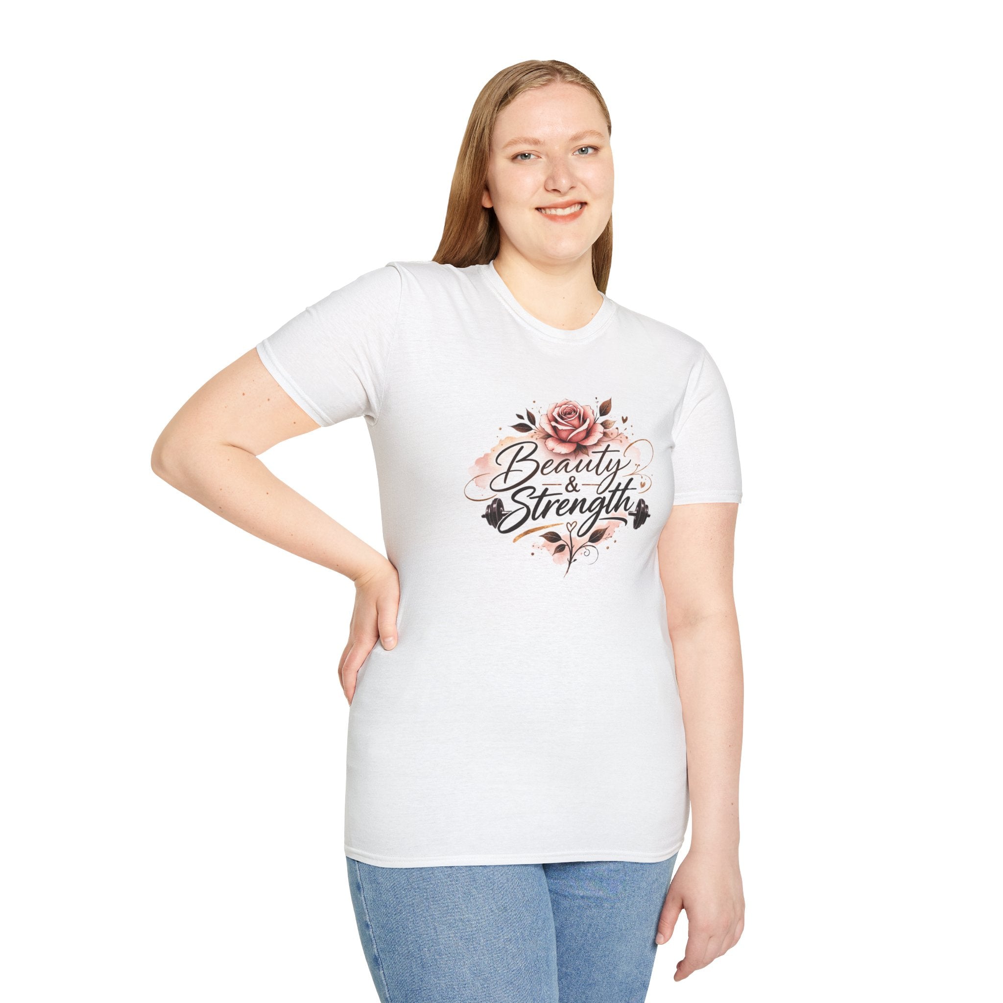Beauty &amp; Strength Floral Inspirational Motivational T-Shirt