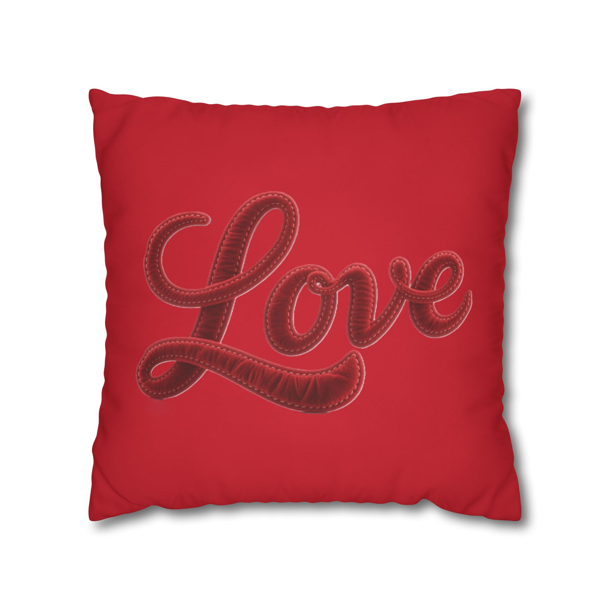 Love Script Pillowcase — Red Decorative Throw Pillow Cover
