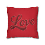Love Script Pillowcase — Red Decorative Throw Pillow Cover