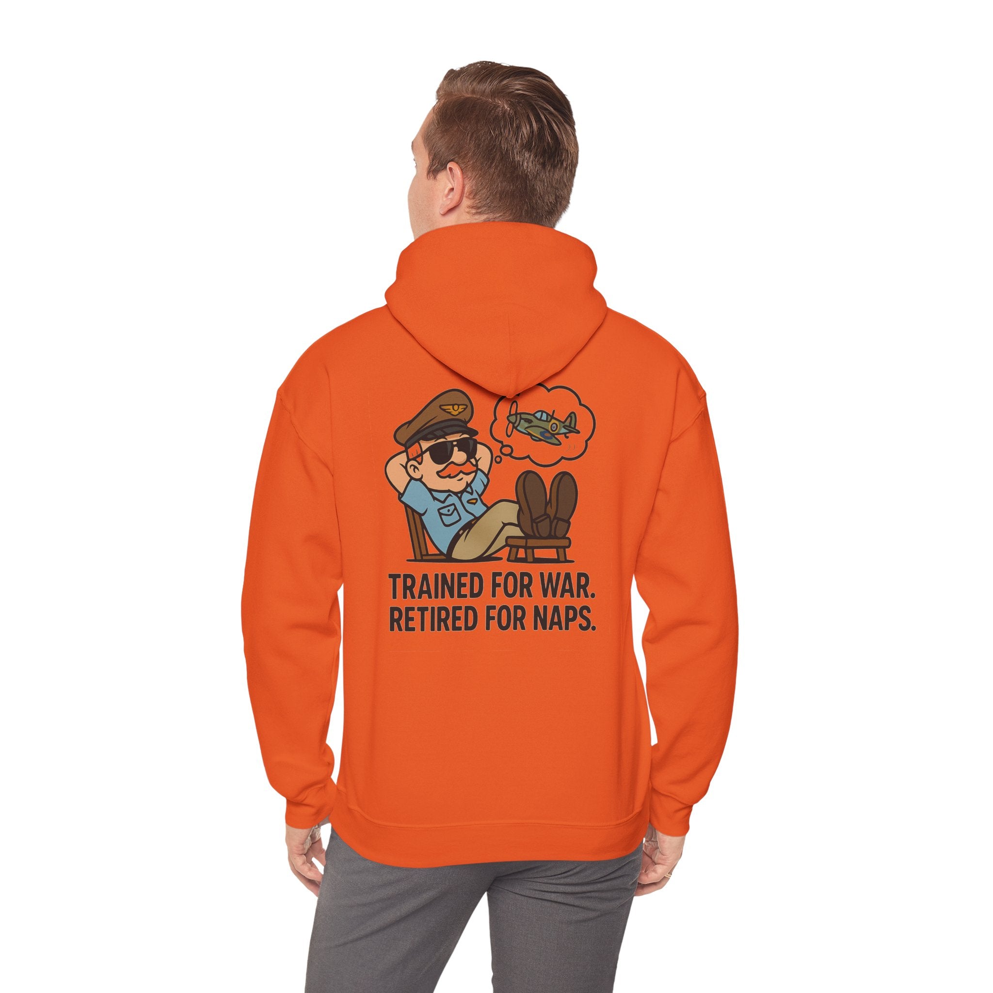 Group of friends wearing the Retired for Naps Hoodie, perfect for veteran meetups or casual gatherings.