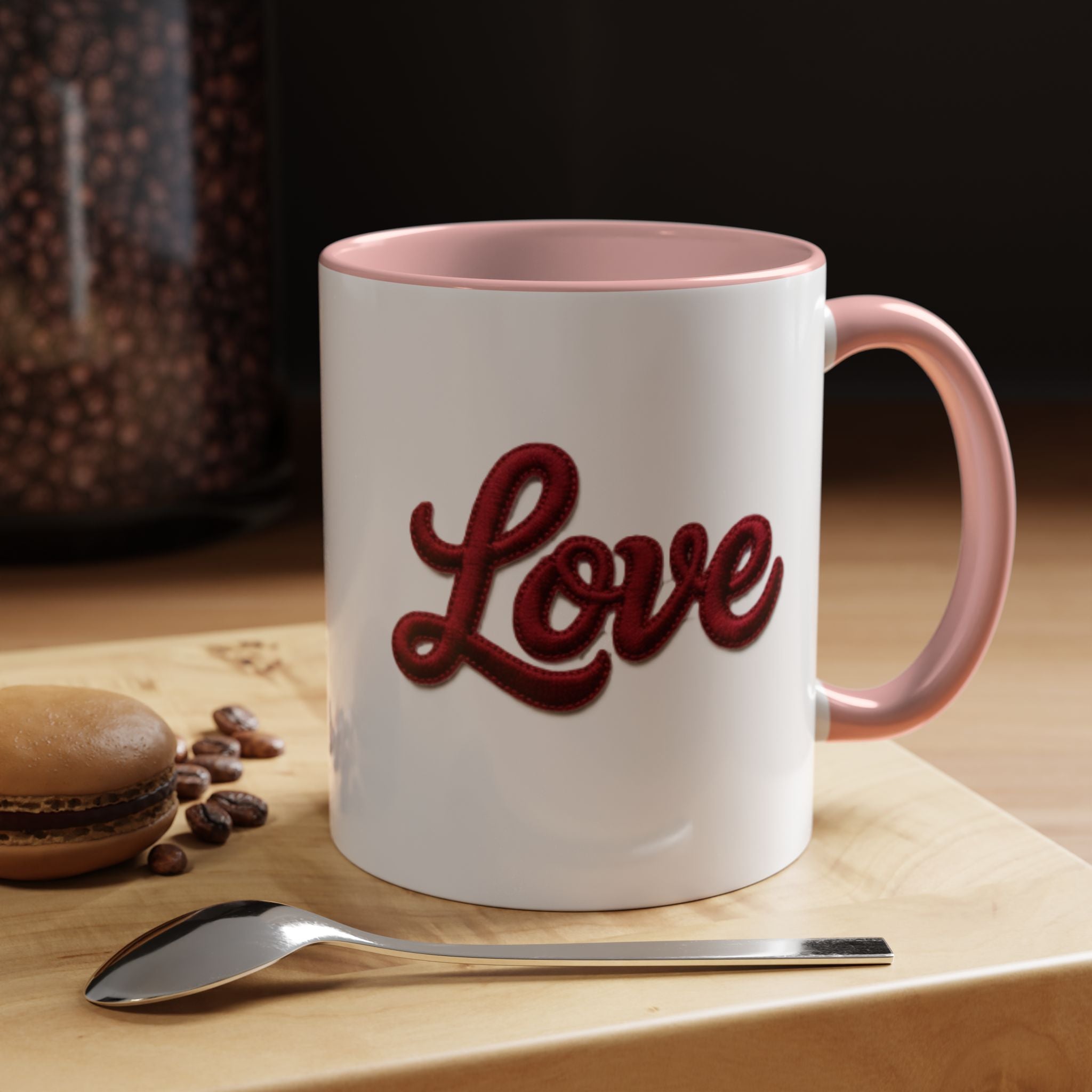 Love Accent Coffee Mug — Red Script Love Design (11oz)