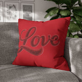 Love Script Pillowcase — Red Decorative Throw Pillow Cover