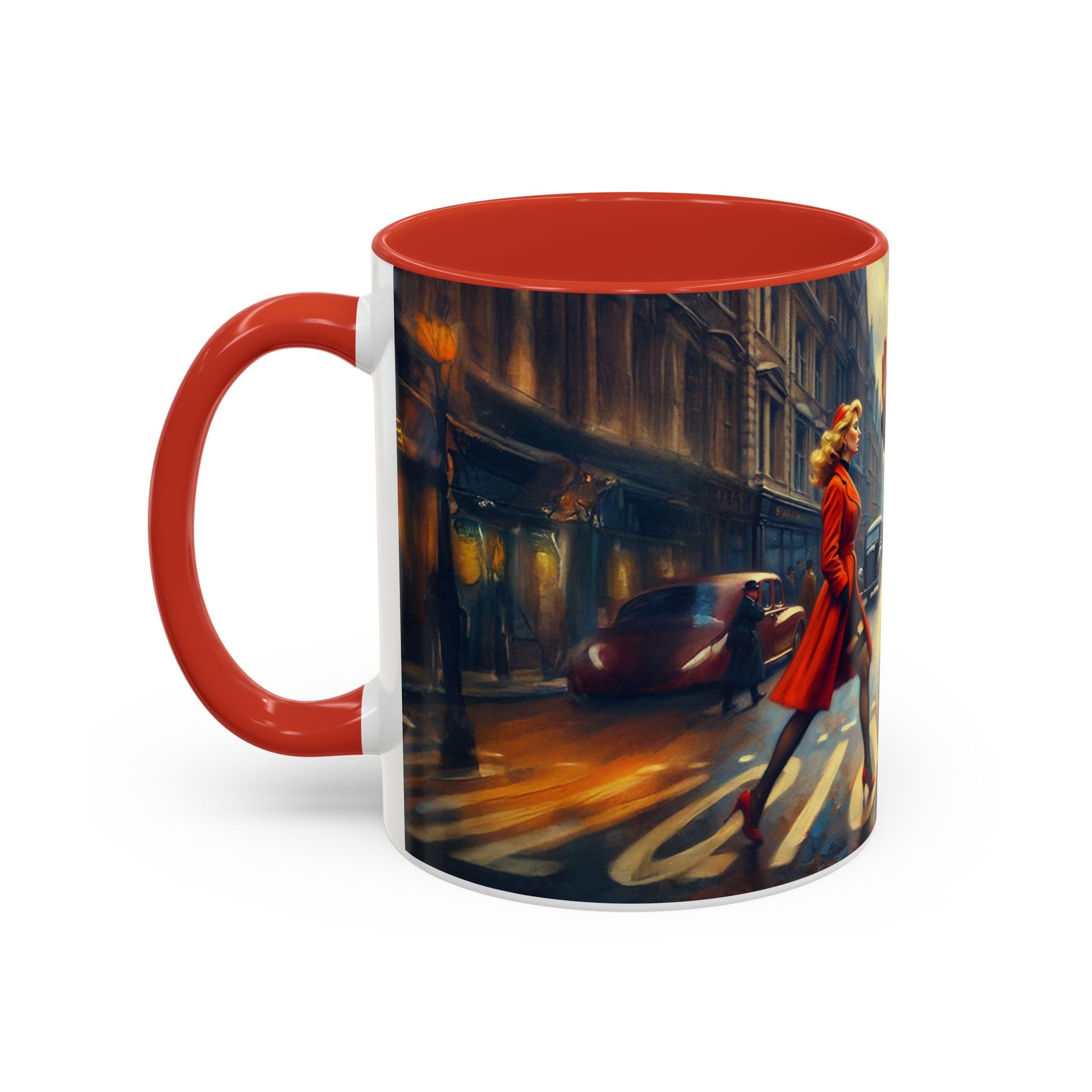 Vintage-Inspired Cityscape Accent Coffee Mug - 11oz &amp; 15oz with artistic prints to elevate morning coffee.