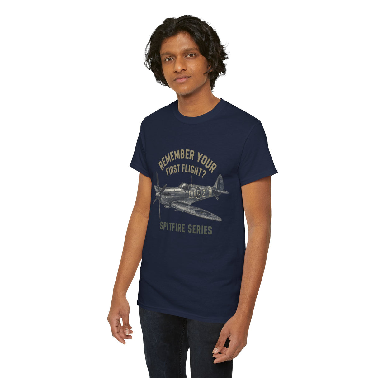 Back view of model wearing the Spitfire Series T-Shirt, showing its relaxed fit.