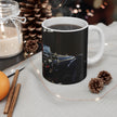 Attractive Woman In Red, Retro Car, Enthusiast Gift, Coffee Cup, Retro, Unique Pilot Mug, Glamour, Retro, Woman, Car, Dress, Red