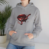 Flat lay of the Lip Bite Hoodie styled with accessories, highlighting its trendy appeal.