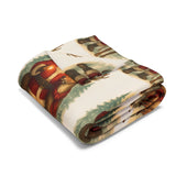 Cozy Santa Pattern Fleece Blanket folded and ready for use, perfect for cold winter nights.