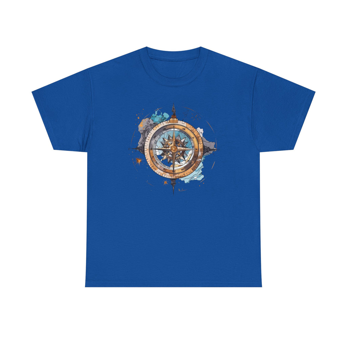 Compass Rose T-Shirt folded neatly, emphasizing the ribbed, seamless collar — Vintage Nautical Adventure Graphic Tee