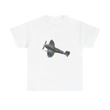 Soft cotton vintage WWII Spitfire Fighter Plane T-Shirt displayed on a hanger