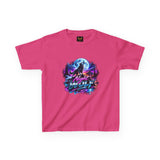Retro 'Night Wolf' Neon Synthwave Graphic Tee —  Kids T‑Shirt