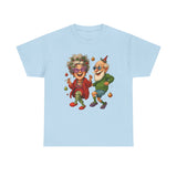 Dancing Seniors Illustration T‑Shirt features colorful dancing seniors adding charm and humor.