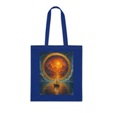 Sailboat Sunset Tote Bag – Lifestyle shot showing the tote’s artistic sunset design while being carried, evoking summer vibes.