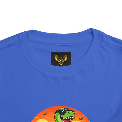Wave Roar Toddler Tee Dino Surf Beach Graphic Shirt