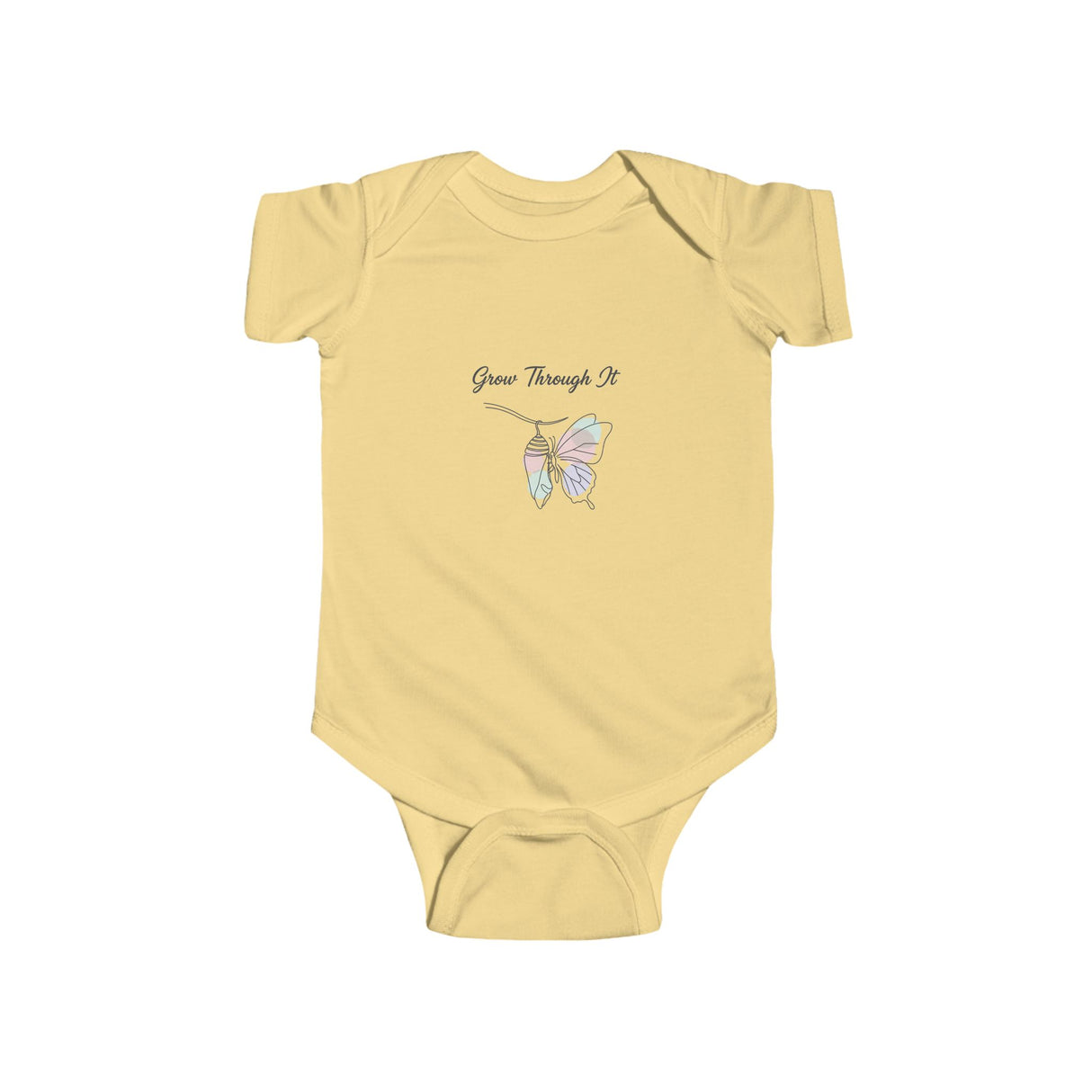Infant Bodysuit "Grow Through It" Pastel Butterfly Baby Onesie