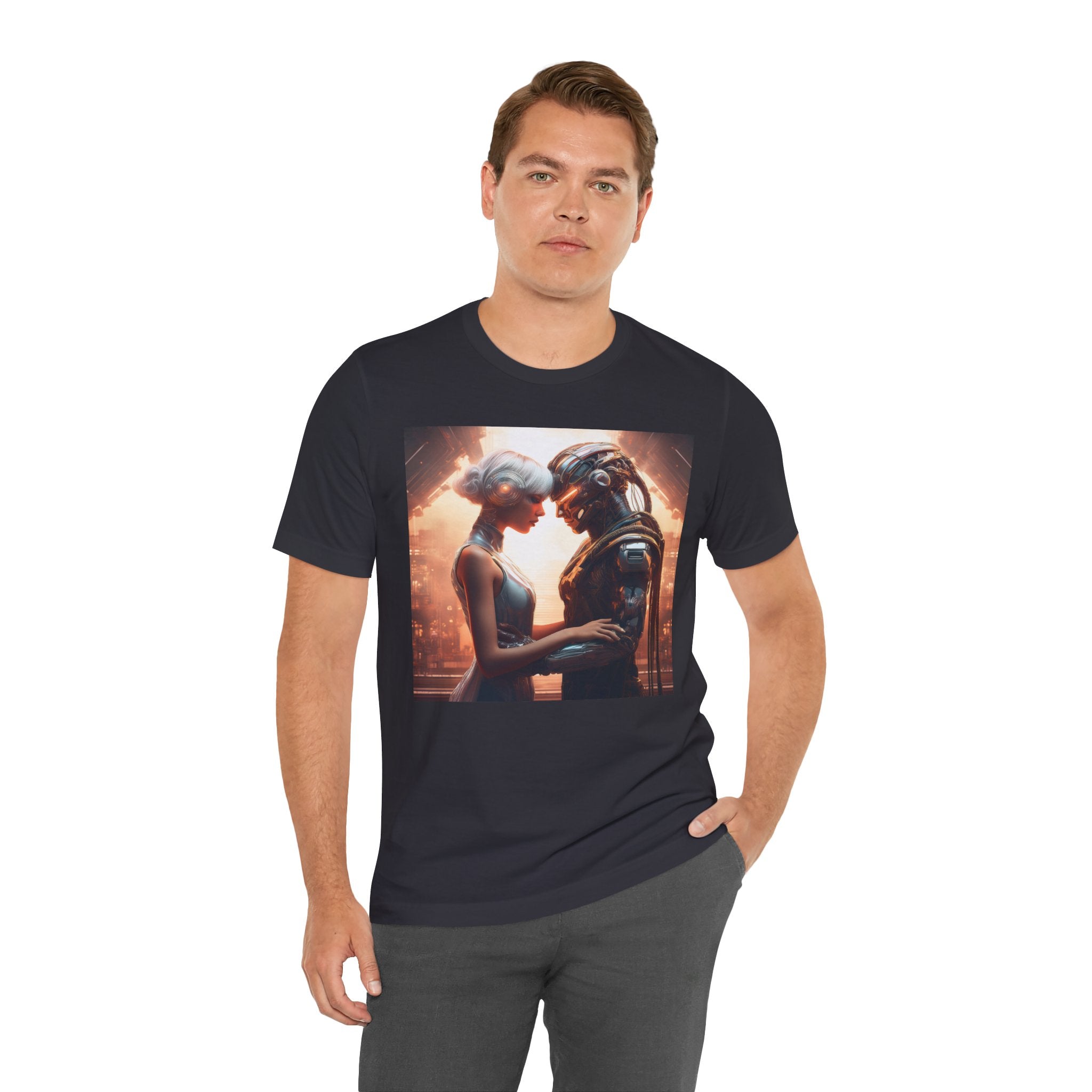 Futuristic Love Tee | Sci-Fi Enthusiast Shirt, Unisex Graphic Tee, Gift for Him, Casual Wear, Geeky Apparel
