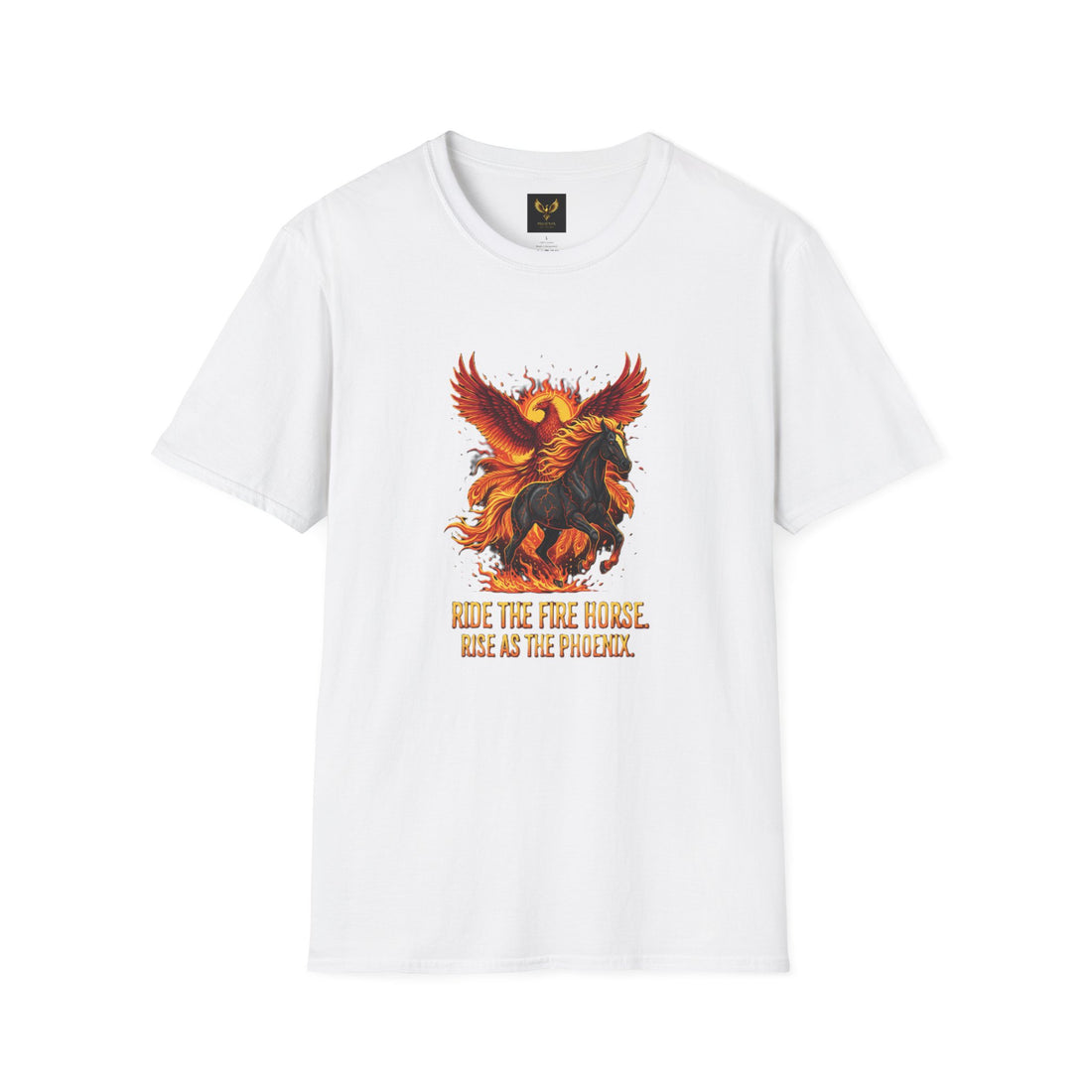 Phoenix Horse T-Shirt Ride the Fire Horse Rise as Phoenix White