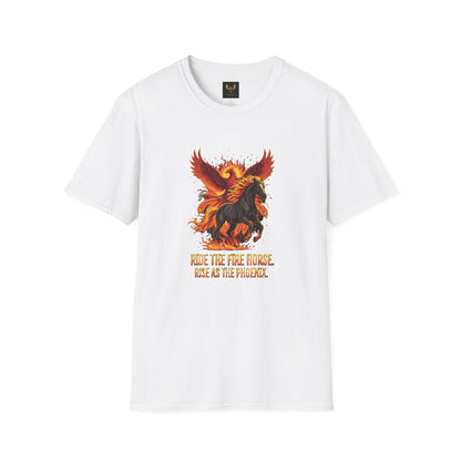 Phoenix Horse T-Shirt Ride the Fire Horse Rise as Phoenix White