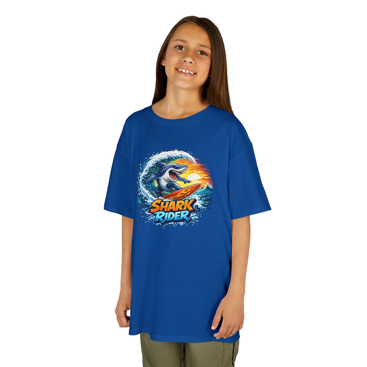 "Shark Rider" Surfing Shark Graphic —  Kids Tee