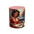 Parisian Dream Coffee Mug - 11oz displayed with a colorful drink emphasizing its vibrant design.