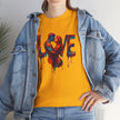 Love Unisex Heavy Cotton Tee laid out flat, underlining the seamless design and minimal fabric waste.