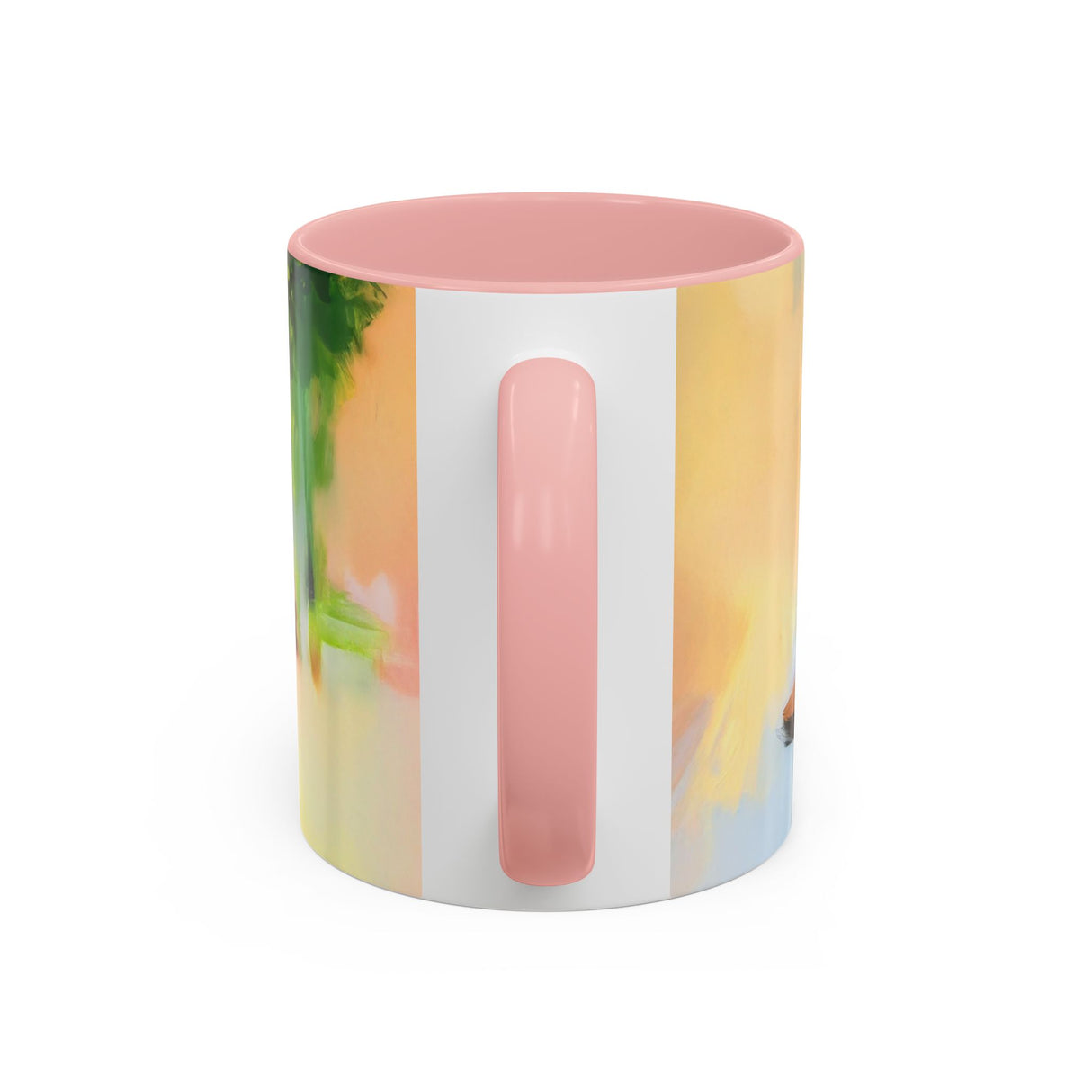 Artistic Red Dress Accent Coffee Mug - 11oz with a sweeping floral backdrop enhancing its beauty