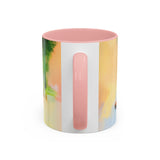 Artistic Red Dress Accent Coffee Mug - 11oz with a sweeping floral backdrop enhancing its beauty