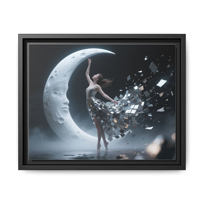 Framed Matte Canvas Art — Dancer &amp; Moon Surreal Wall Decor close-up showcasing the textured canvas and low glare finish.