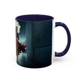 Elegant Cityscape Coffee Mug - 11oz with a warm beverage, perfect for gifting.