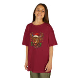 Front view of Kids Christmas Reindeer Tee — Cute Santa Hat Rudolph Holiday Shirt showcasing its fun holiday design.