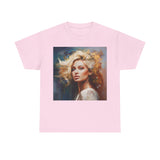 Detailed image of the neckline and shoulder area of the Portrait Art T-Shirt.