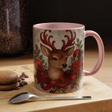 Christmas Reindeer Coffee Mug placed on a cozy table setup, ideal for festive brunches.