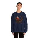 The comfortable fabric and classic crew fit of the Winter Art Vintage Santa Sleigh Crewneck Sweatshirt showcased for holiday styling.