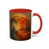Autumn Portal Coffee Mug with a stunning fall landscape print, radiating warmth and creativity.