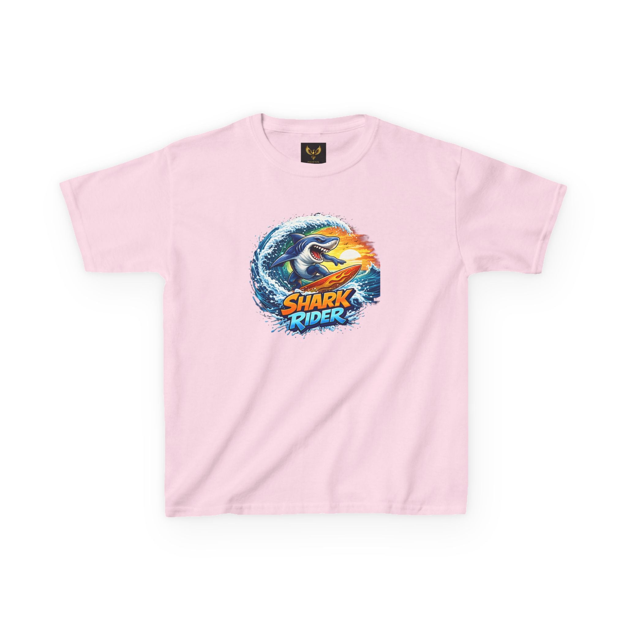 "Shark Rider" Surfing Shark Graphic —  Kids Tee