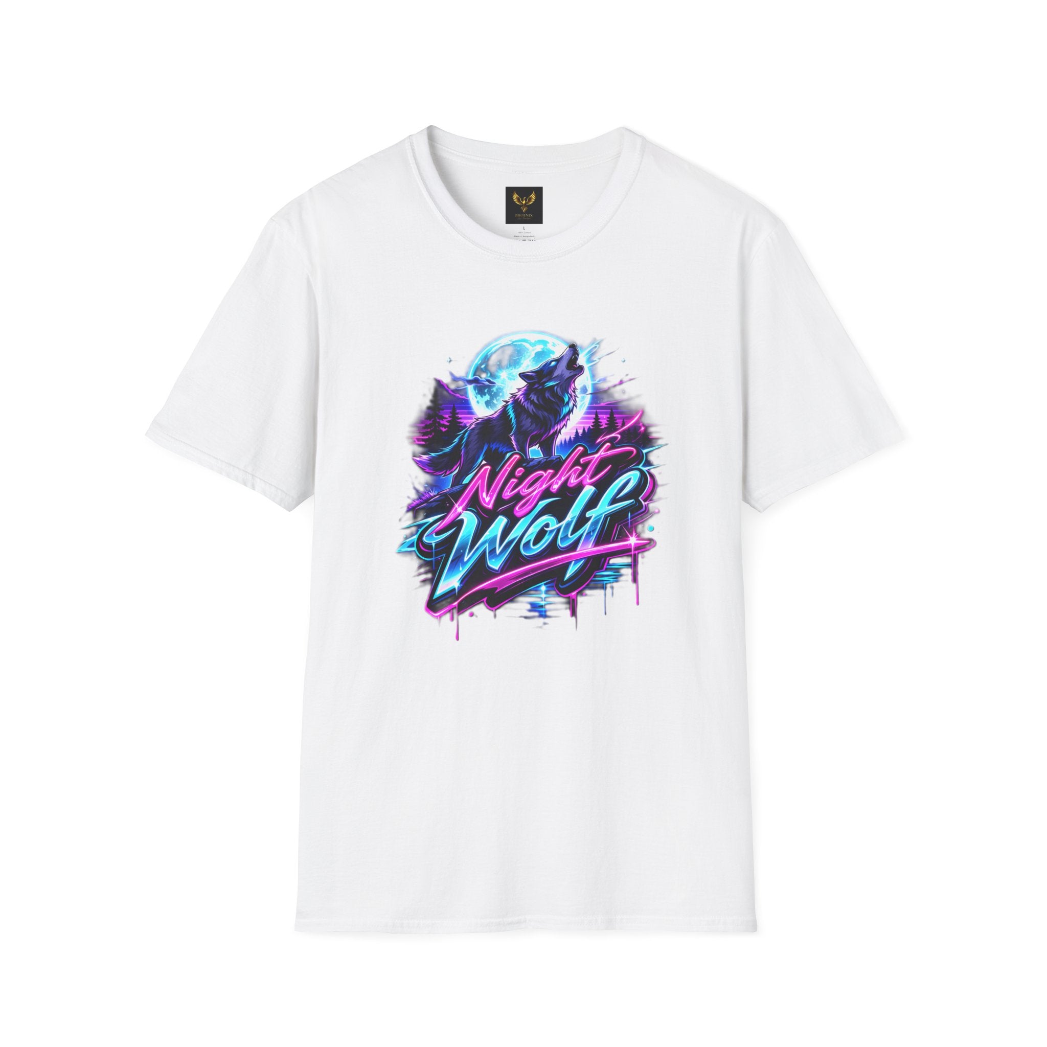 Night Wolf T-Shirt Retro Neon Wolf Graphic Tee