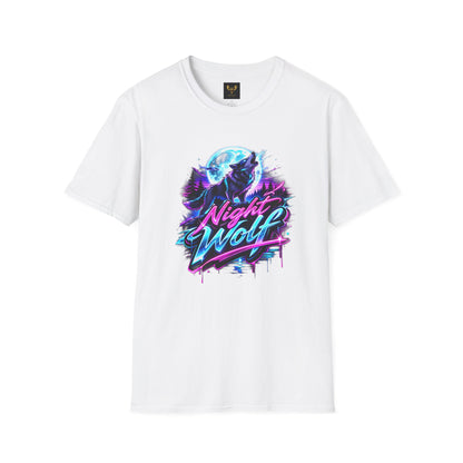 Night Wolf T-Shirt Retro Neon Wolf Graphic Tee