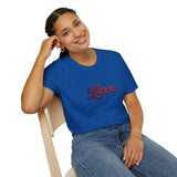 Love Script T-Shirt — Retro Red Cursive Tee