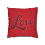 Love Script Pillowcase — Red Decorative Throw Pillow Cover