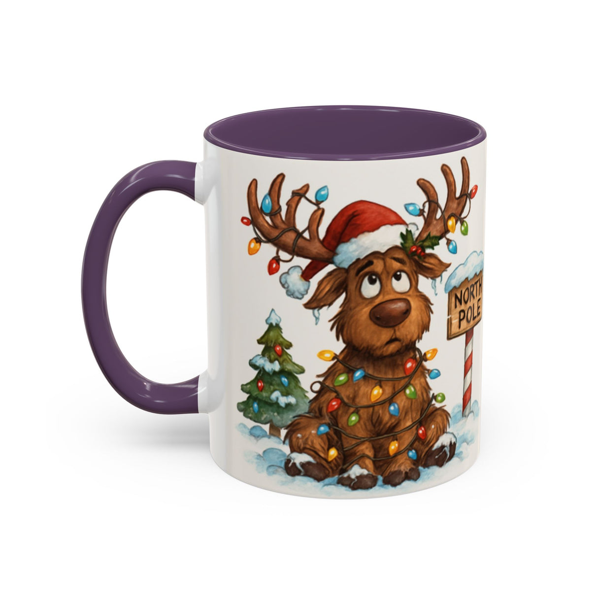 Beautifully designed Christmas Reindeer Coffee Mug featuring a glossy finish and vibrant illustrations.