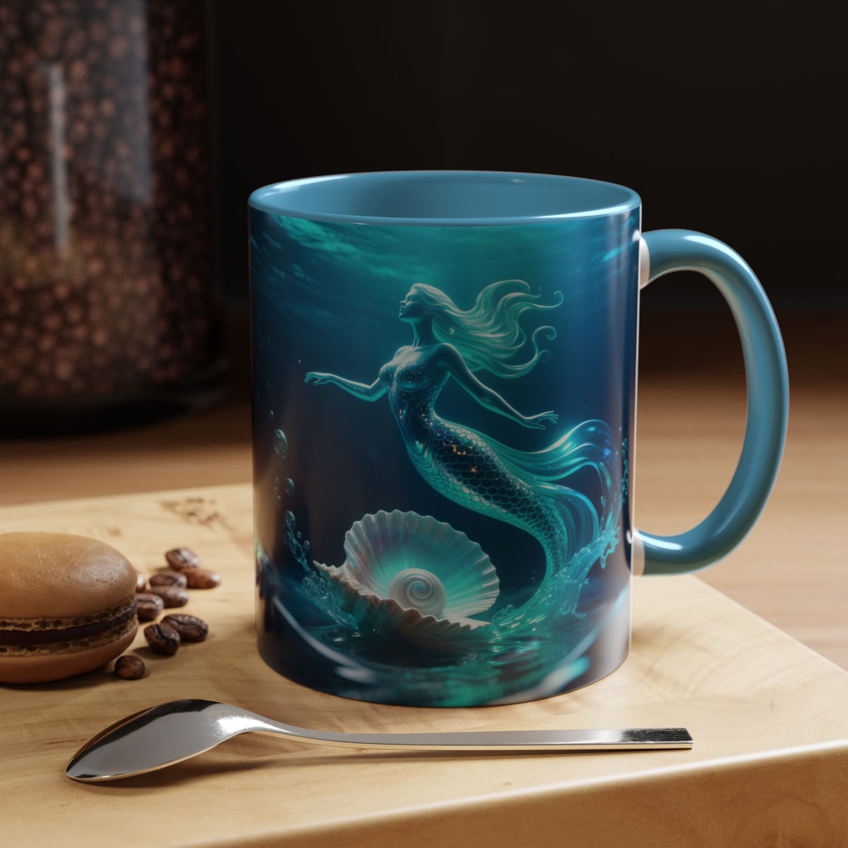 Mermaid Shell Accent Coffee Mug – Ocean Fantasy 11/15oz US