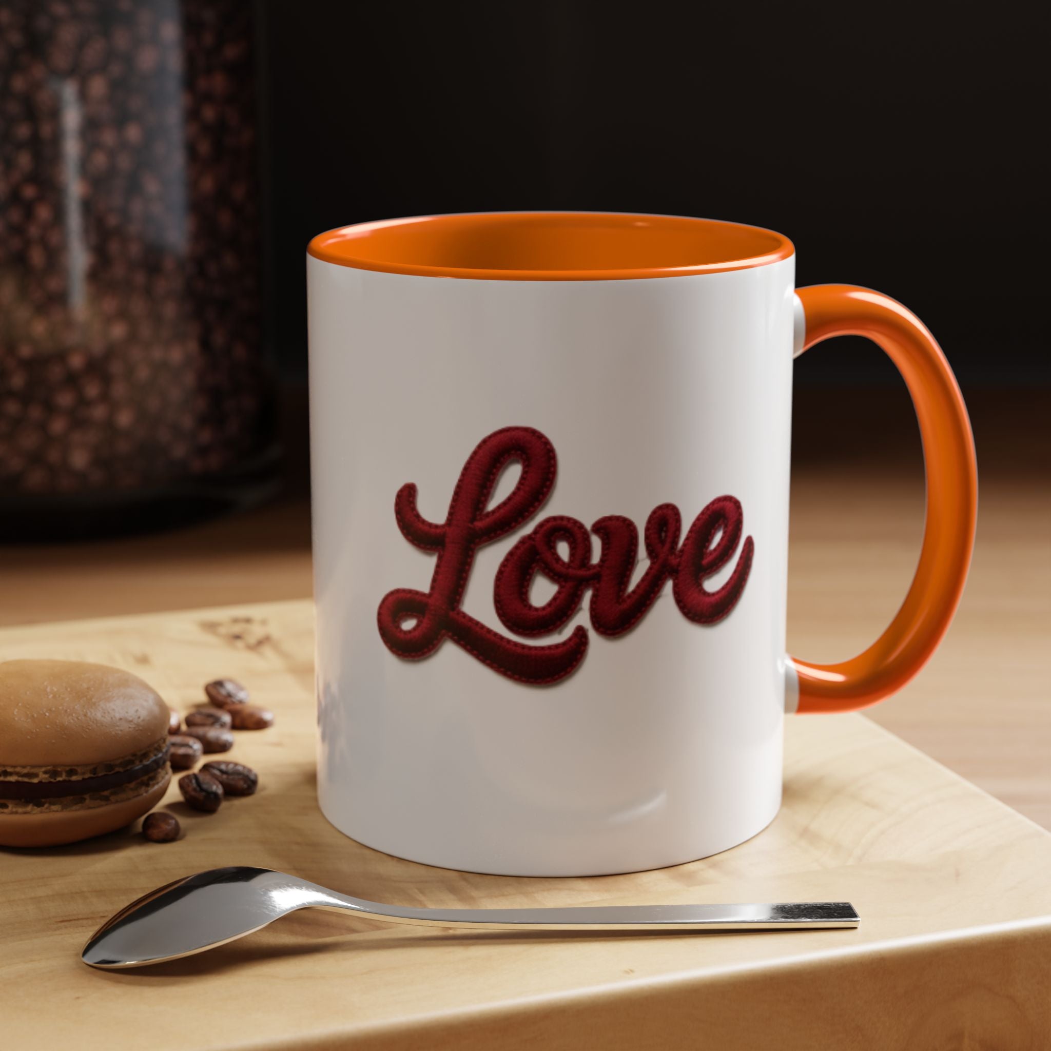 Love Accent Coffee Mug — Red Script Love Design (11oz)