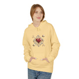 Back view of Ace of Hearts Decorative Hoodie highlighting the soft fabric and dropped shoulder silhouette.